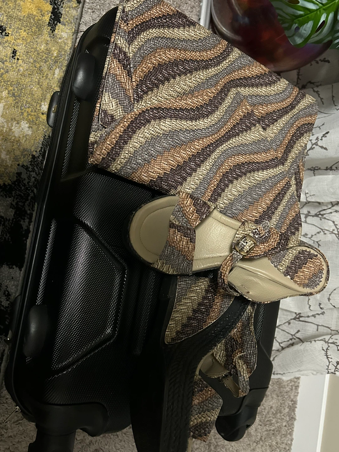 Matching Zebra Print Clutch and Wedge Sandals - photo 2