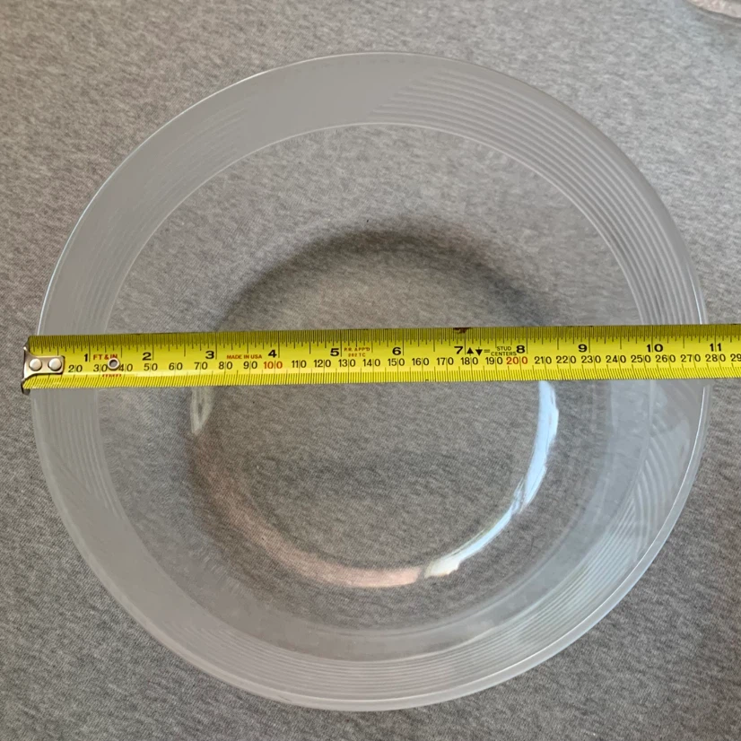 Large Clear Glass Serving Bowl with Frosted Ribbed Rim