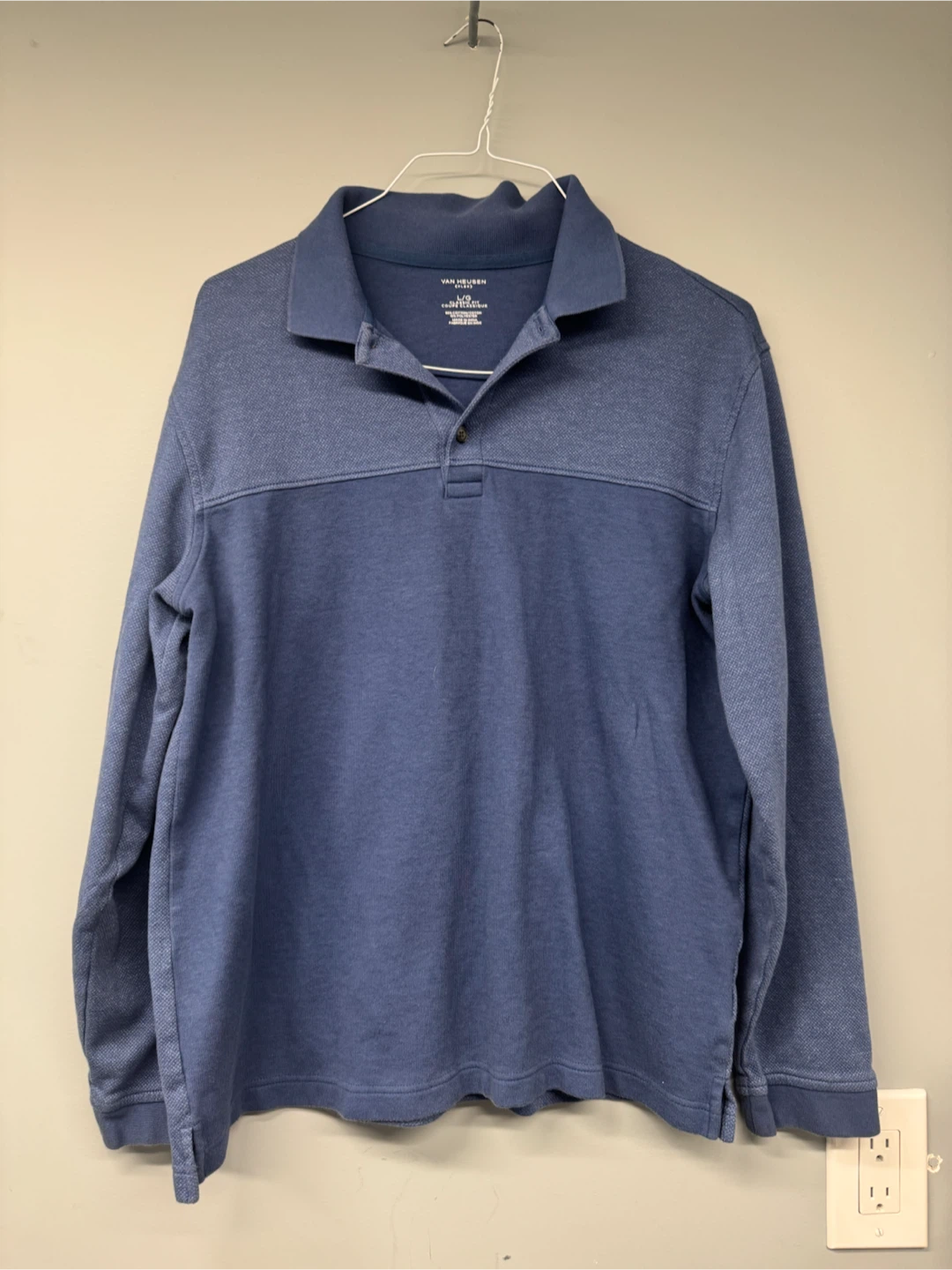 Van Heusen Flex Blue Long Sleeve Polo Shirt