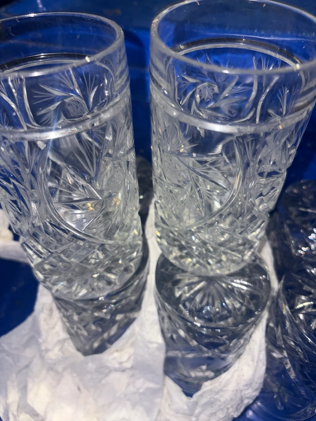 Set of 8 Crystal Cut Drinking Glasses