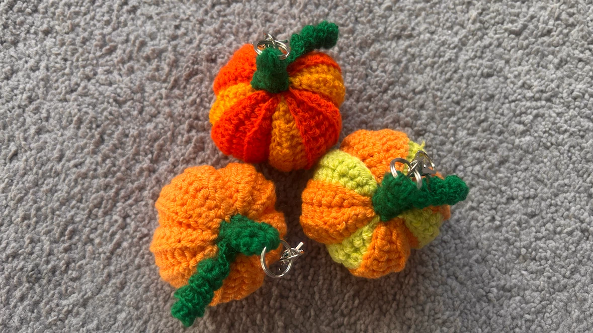 Handmade Crochet Pumpkin Keychains