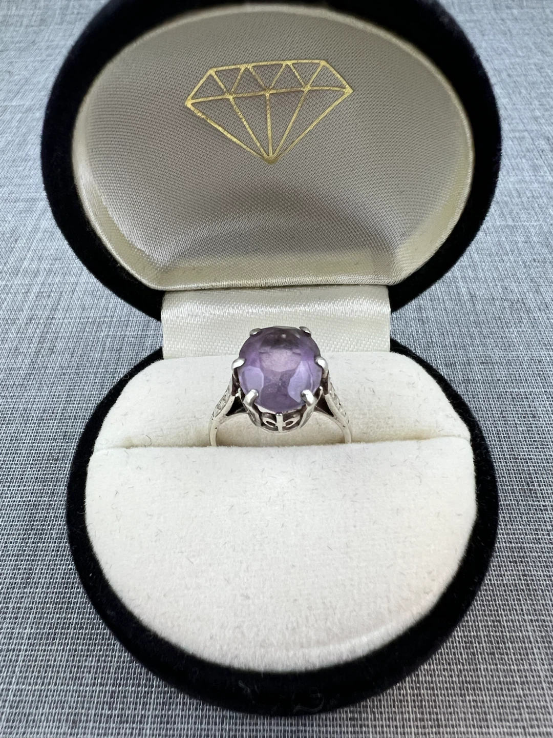 Vintage Sterling Silver Purple Amethyst Filigree Ring