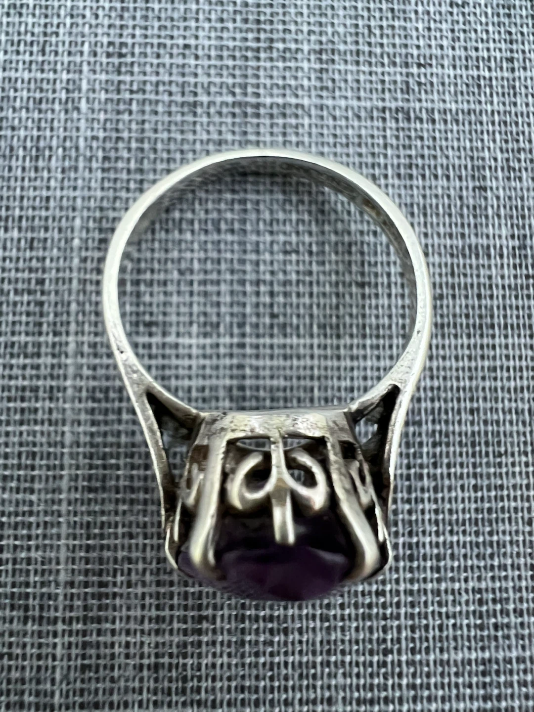 Vintage Sterling Silver Purple Amethyst Filigree Ring - photo 4
