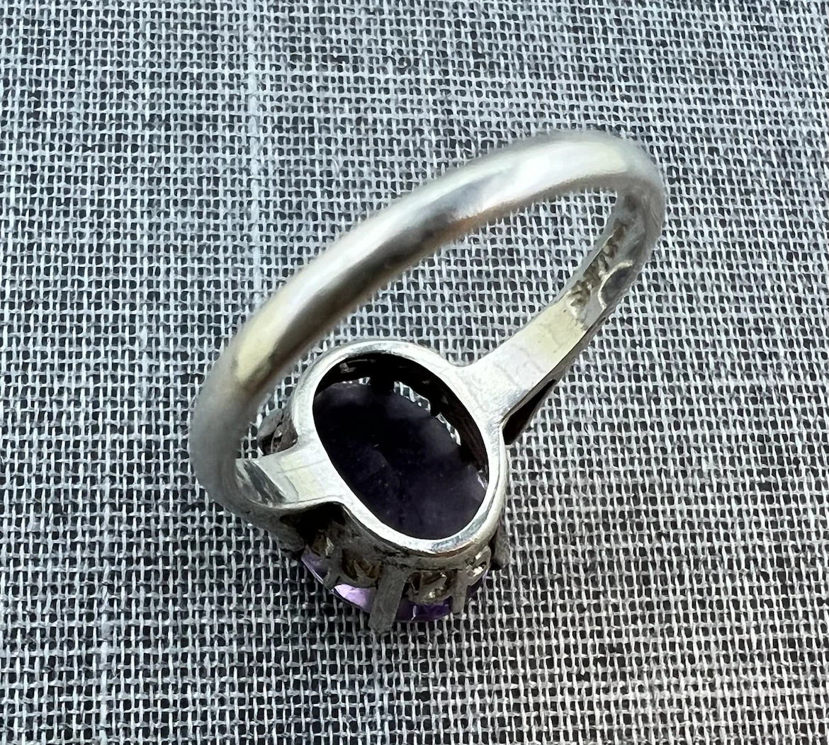 Vintage Sterling Silver Purple Amethyst Filigree Ring - photo 5