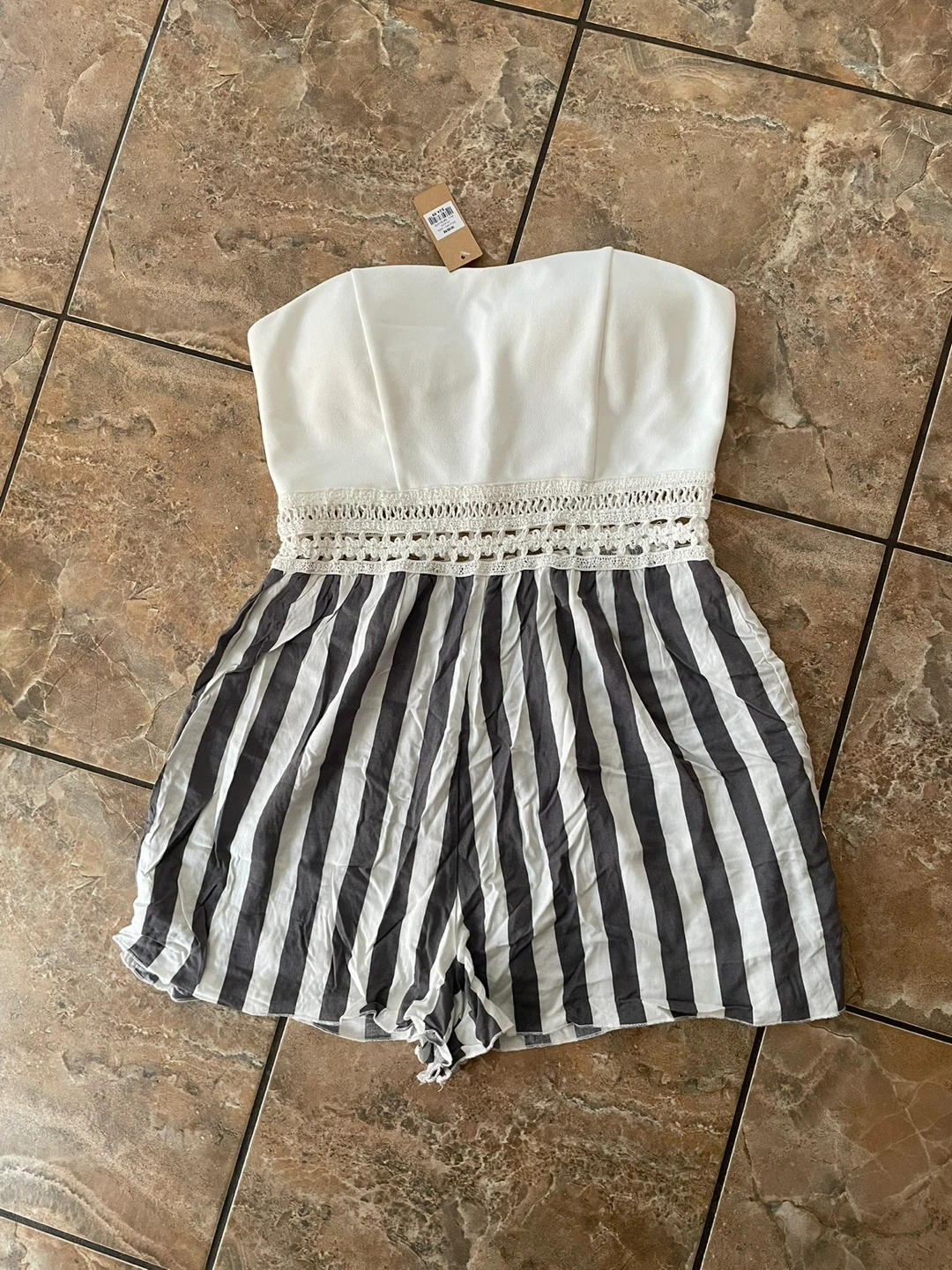 Streetwear Society Striped Strapless Romper