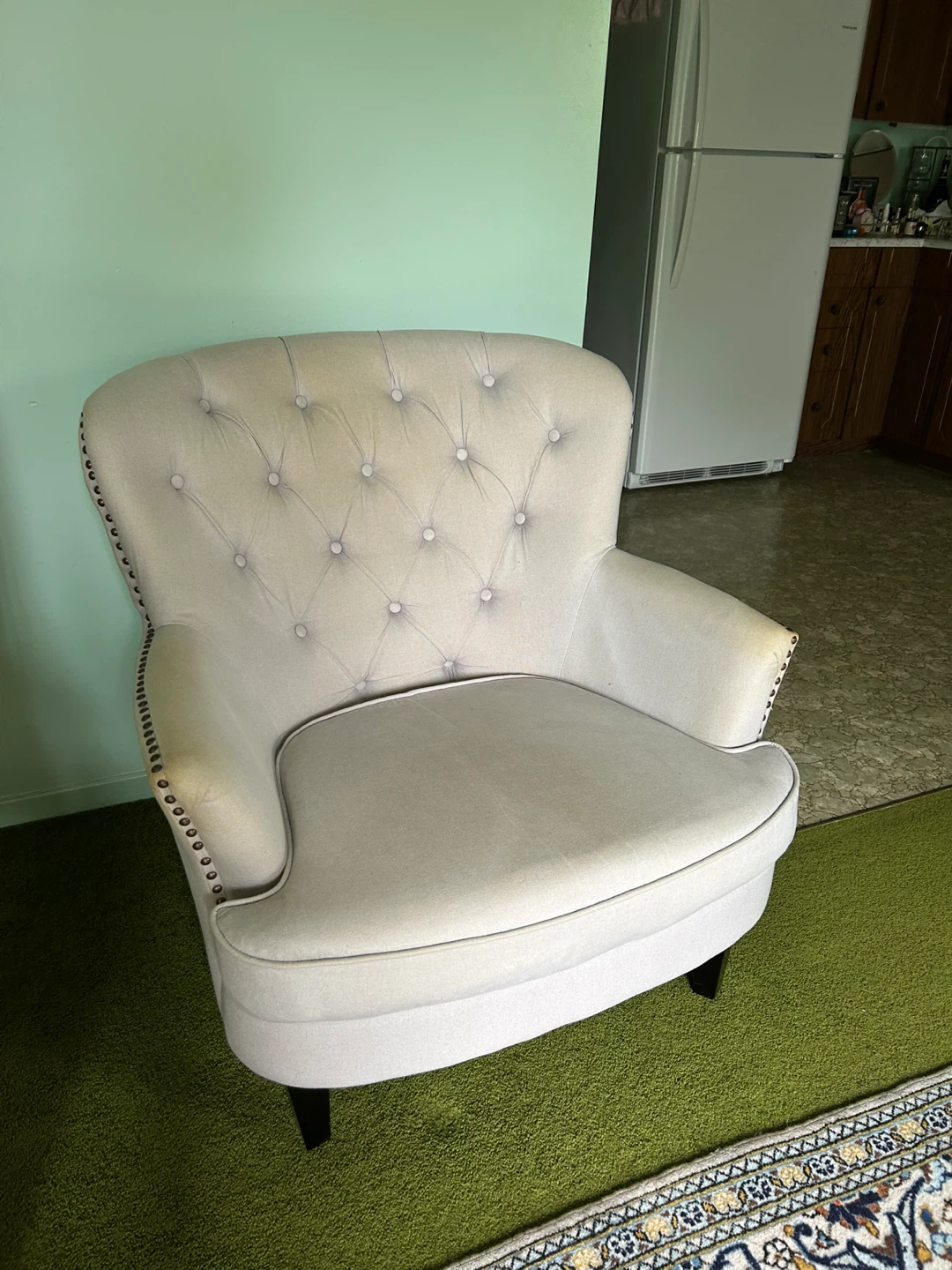 Tufted Accent Chair+ a small side table +