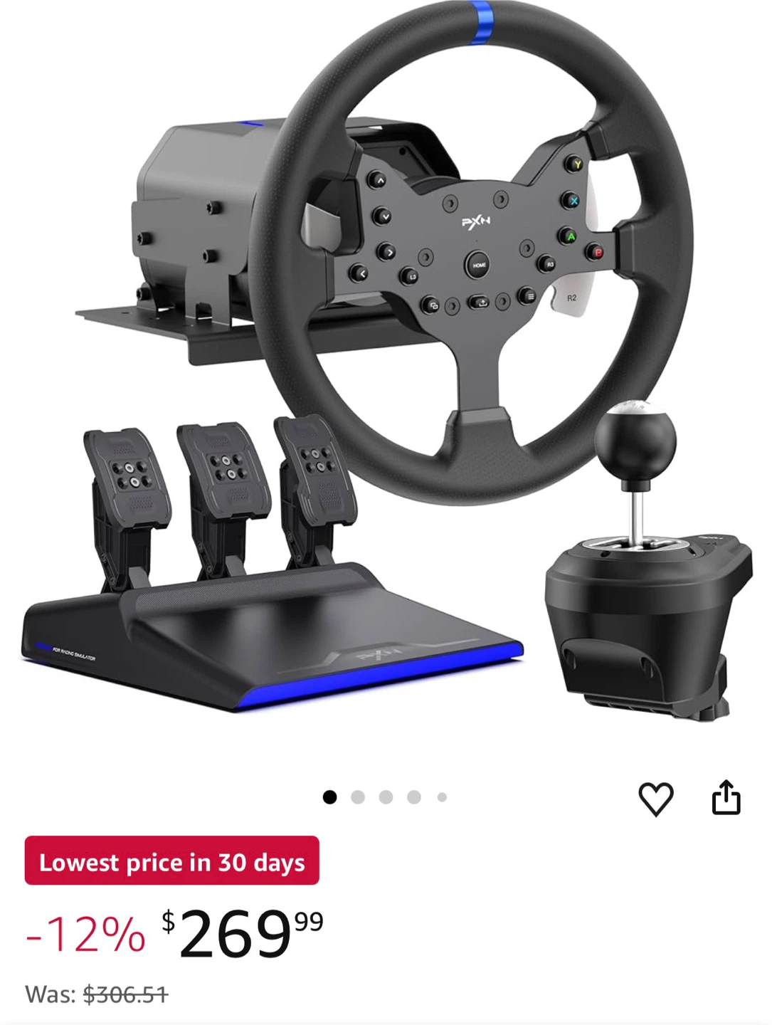 PXN V99 3.2Nm Force Feedback Gaming Steering Wheel