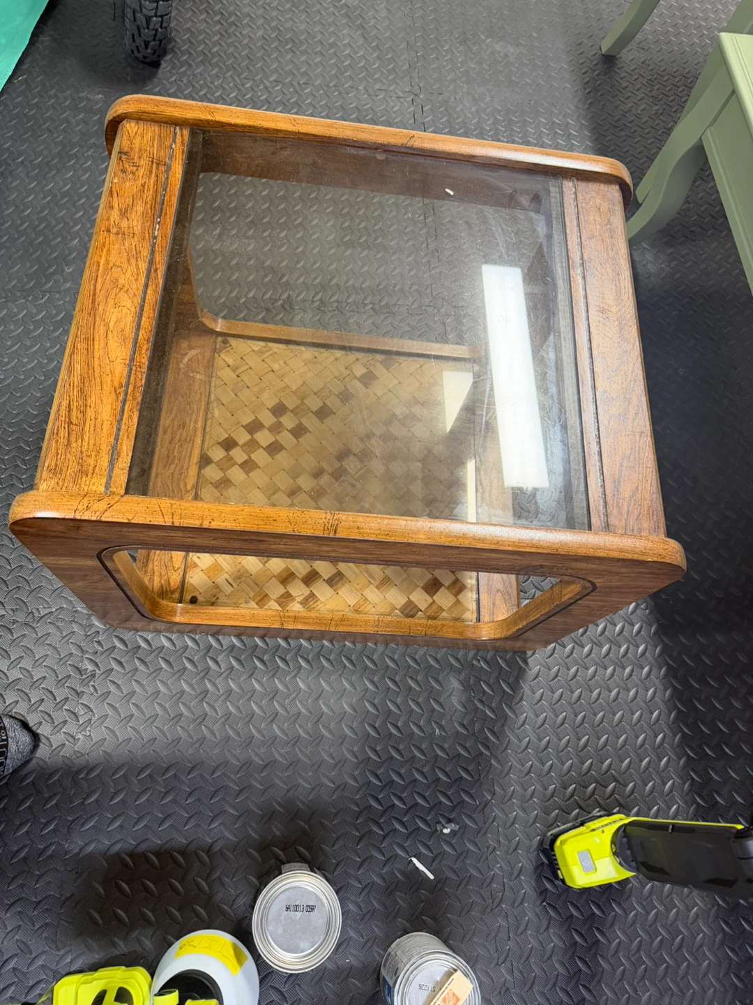 Vintage Mid-Century Modern Wood and Glass End Table