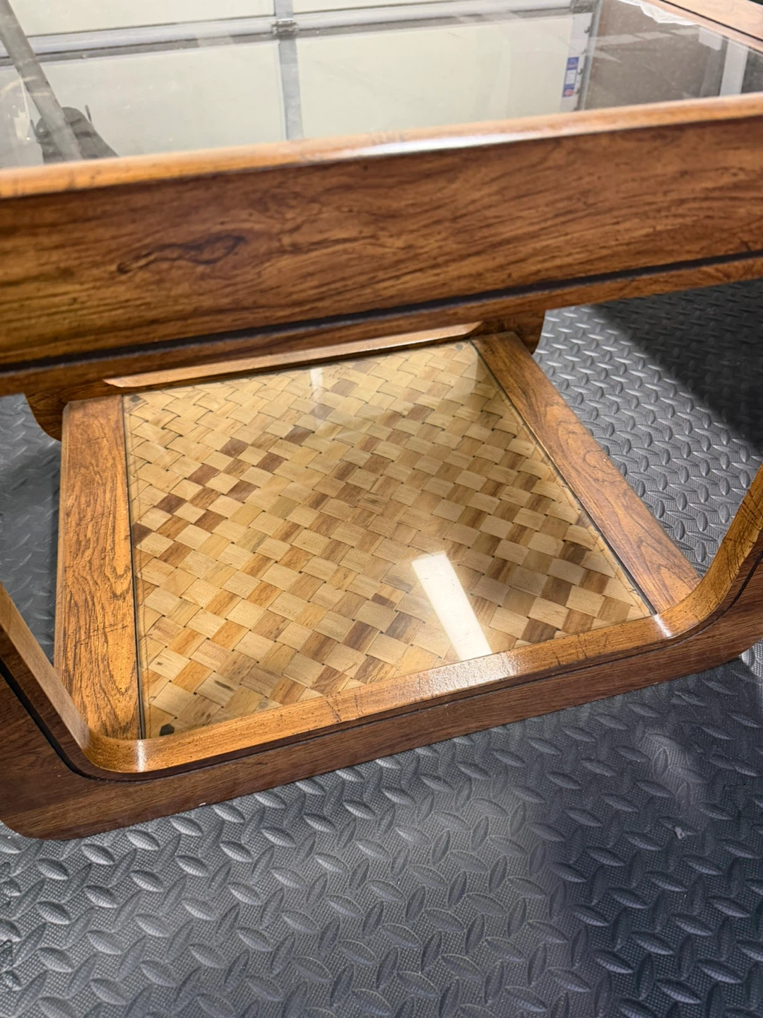 Vintage Mid-Century Modern Wood and Glass End Table - photo 2
