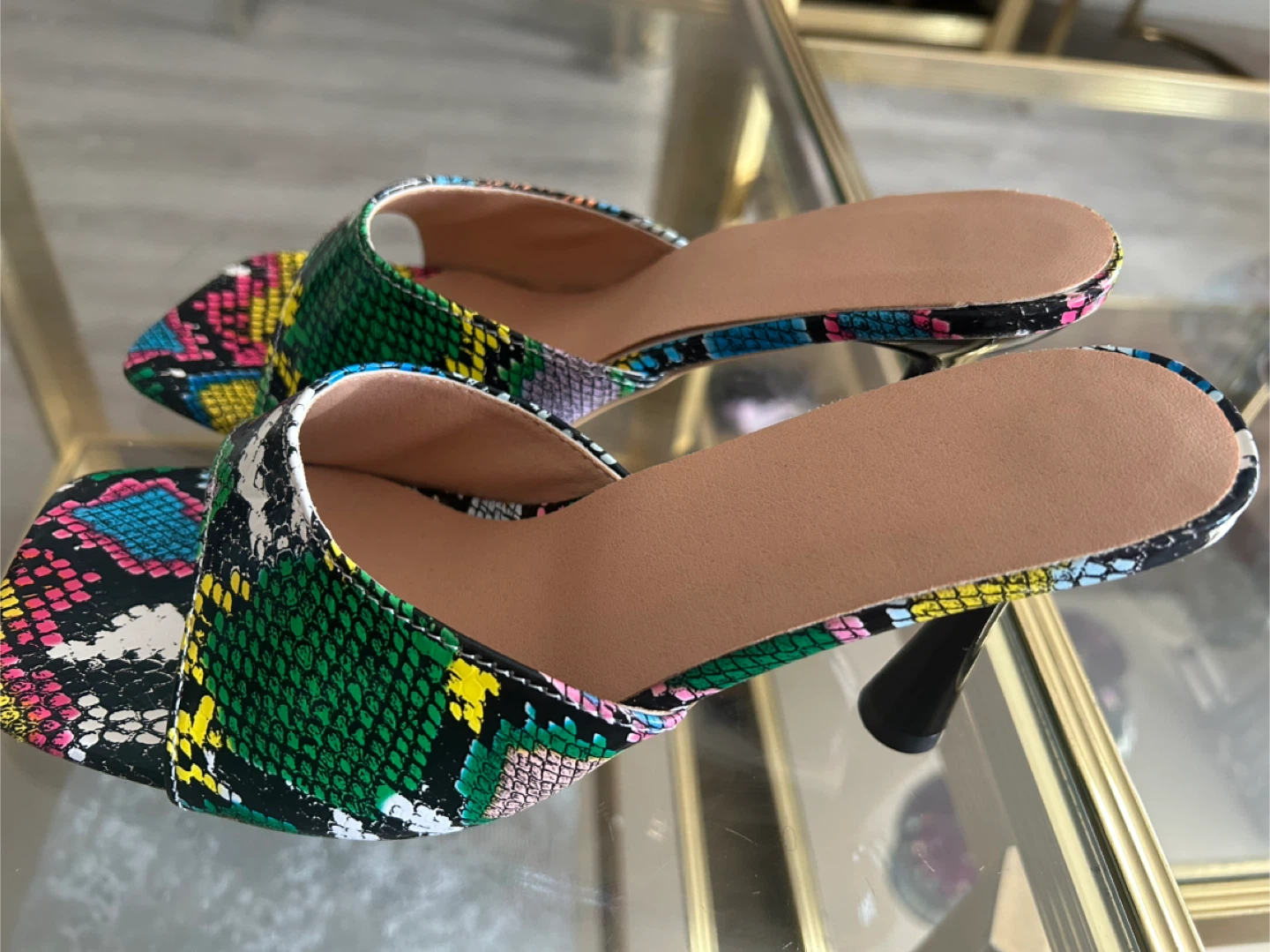 Multicoloured Snake Print Mules - photo 3