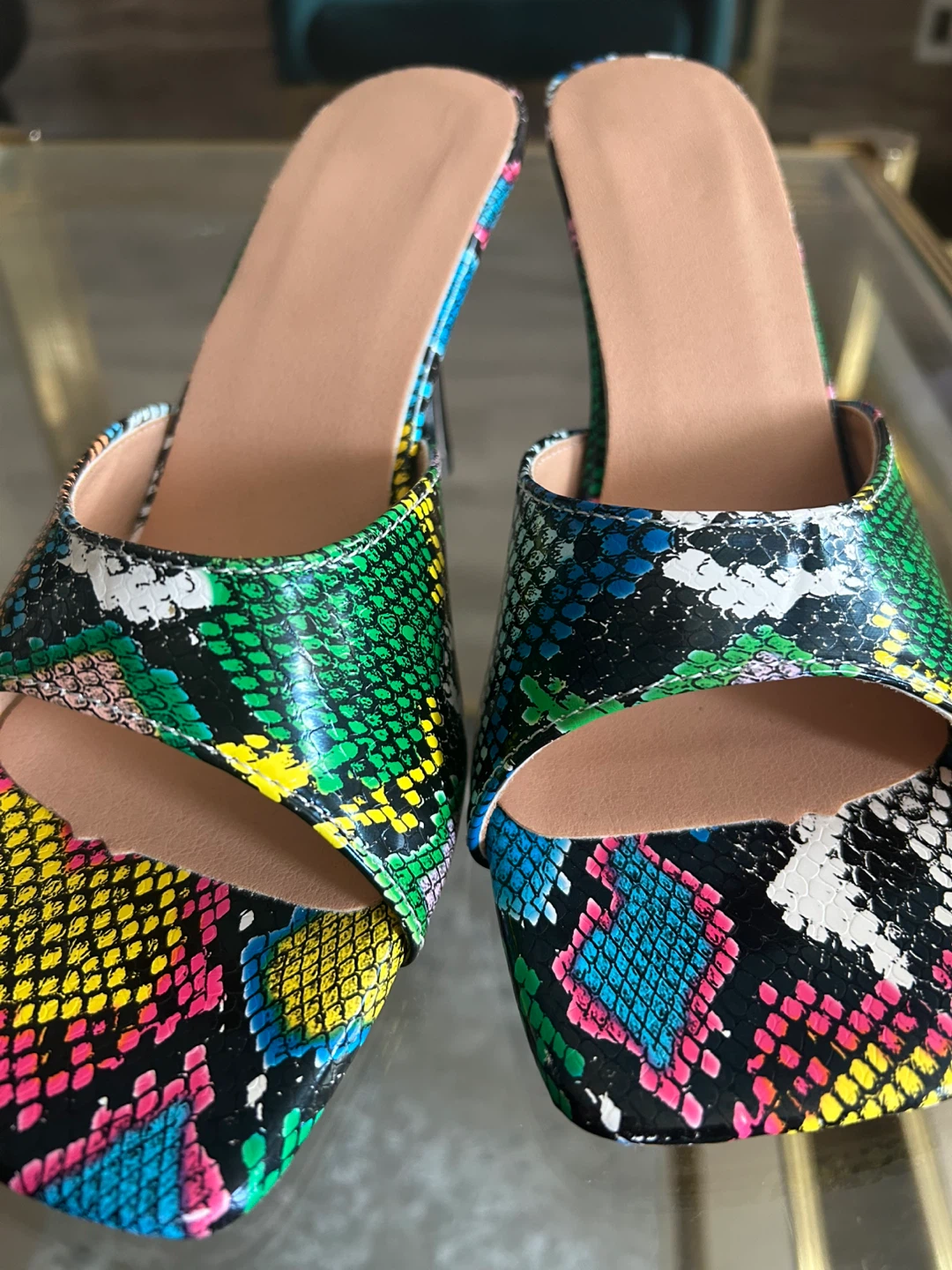 Multicoloured Snake Print Mules - photo 2