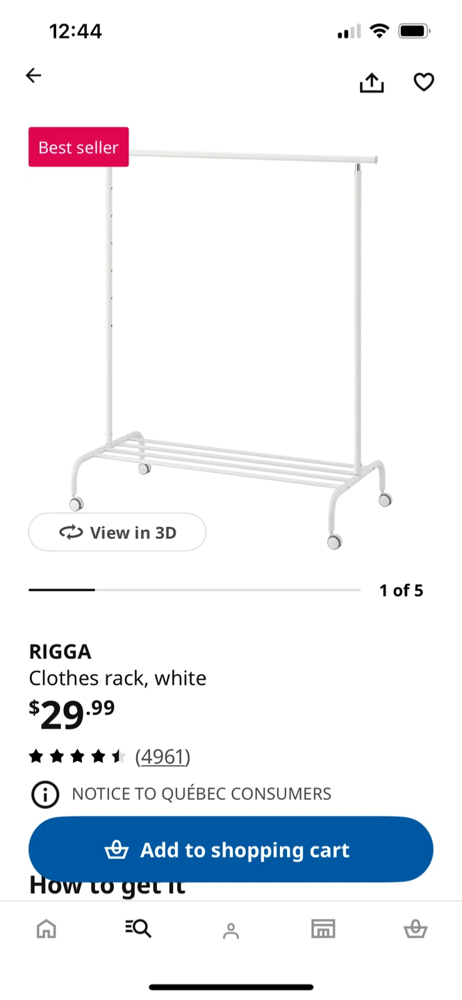 IKEA RIGGA clothes rack, white