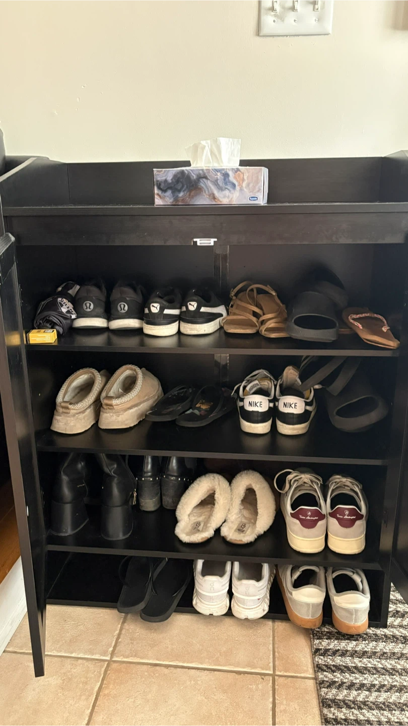 Black Shoe Cabinet with Rattan Doors - photo 2