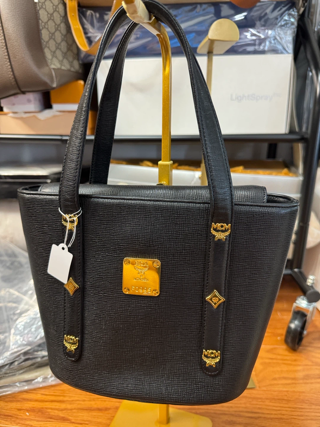 Vintage MCM Black Leather Tote Bag
