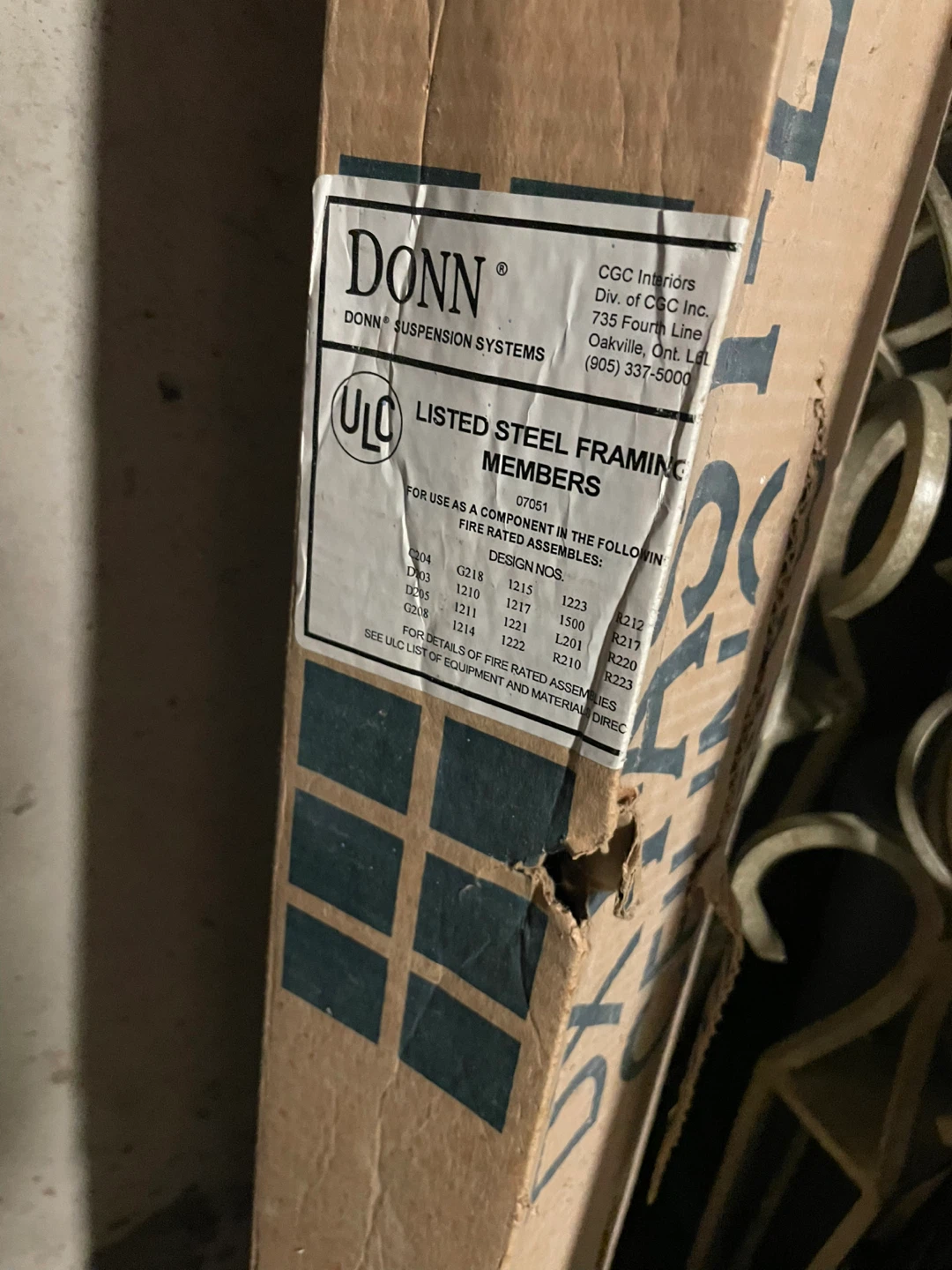 Donn Suspension Systems Steel Framing Members