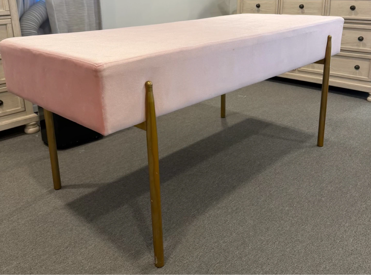 Pink Velvet bed with Gold Legs