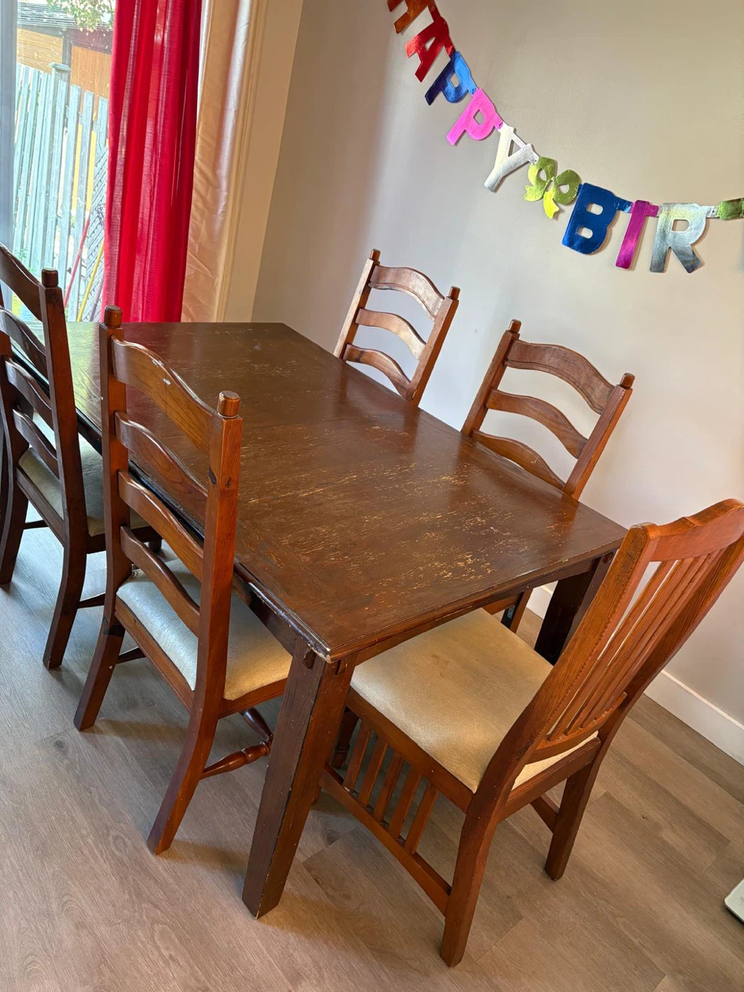 Wooden Dining Table and 6 chairs
