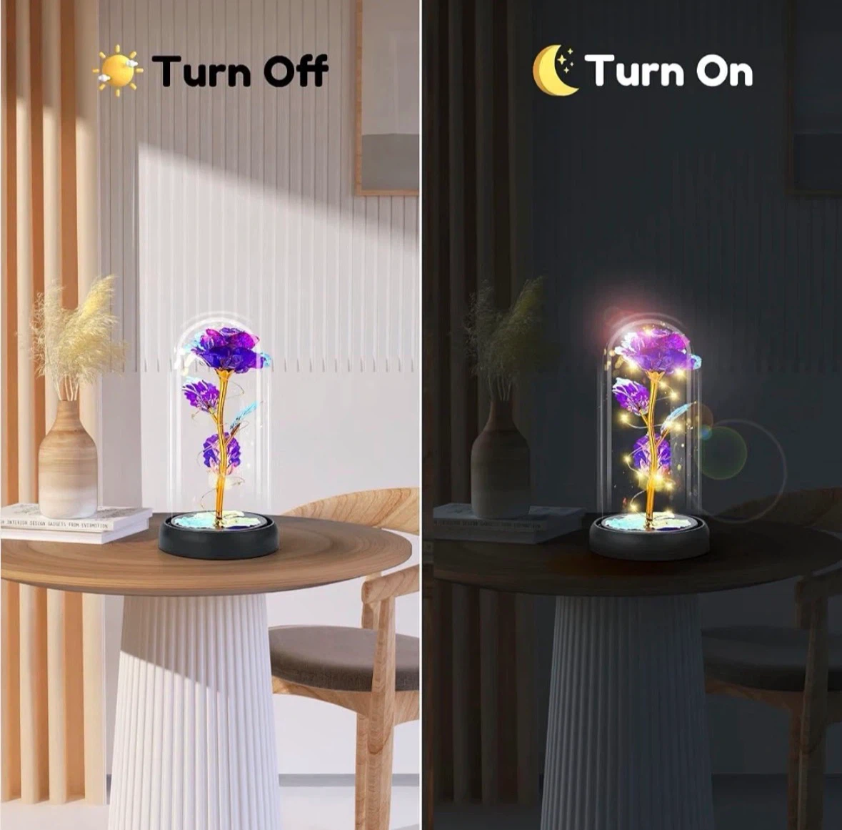 Purple Galaxy Rose for Her, Light Up Rose Flower - photo 2