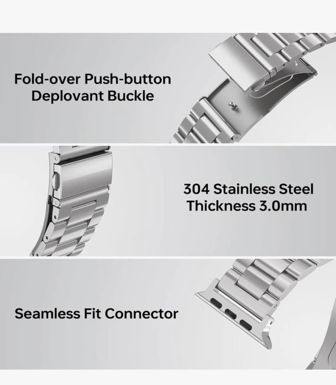 Metal Band with Case for Apple Watch 45/44/42mm,Silver - photo 3