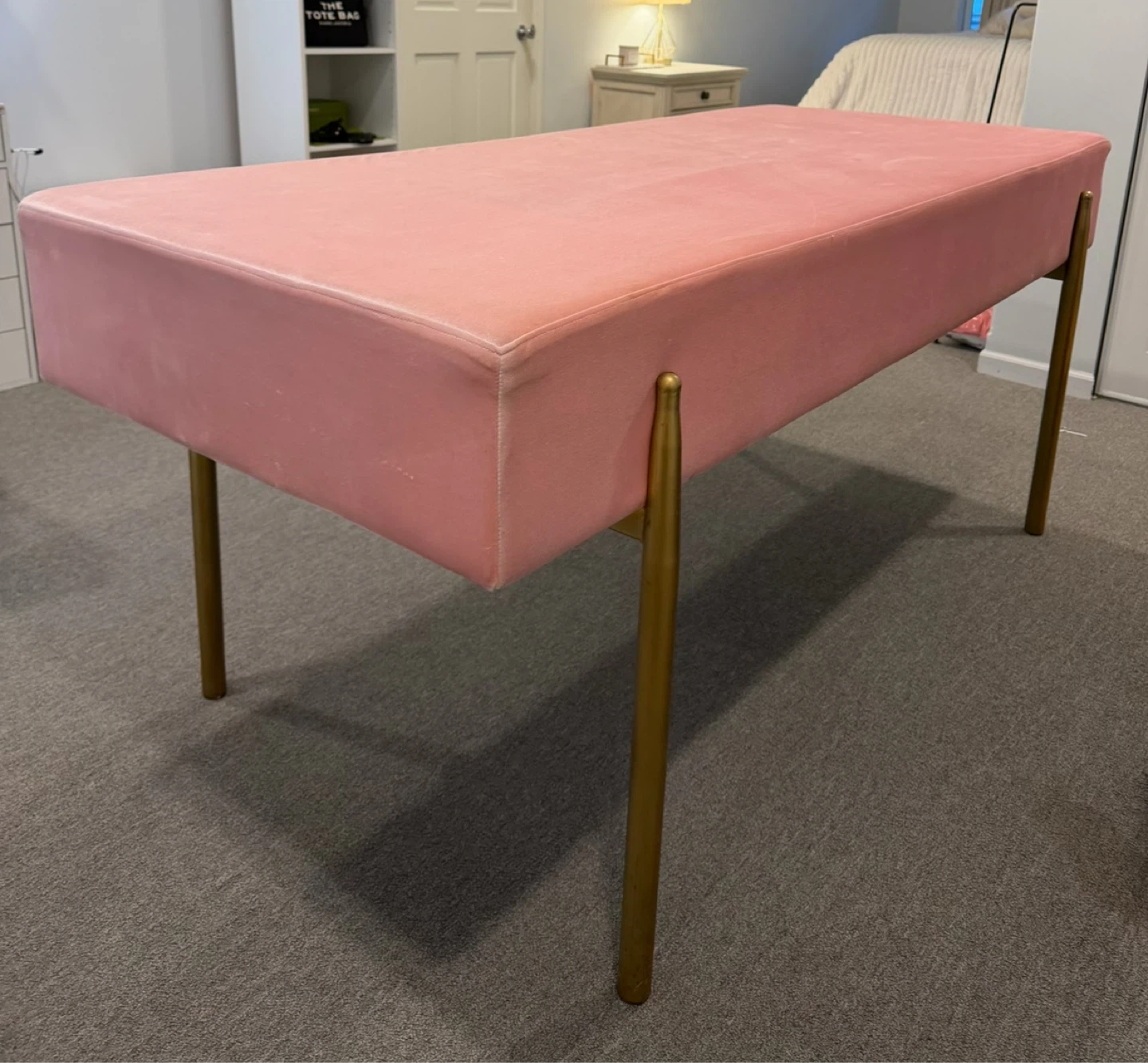 Pink Velvet bed with Gold Legs - photo 2