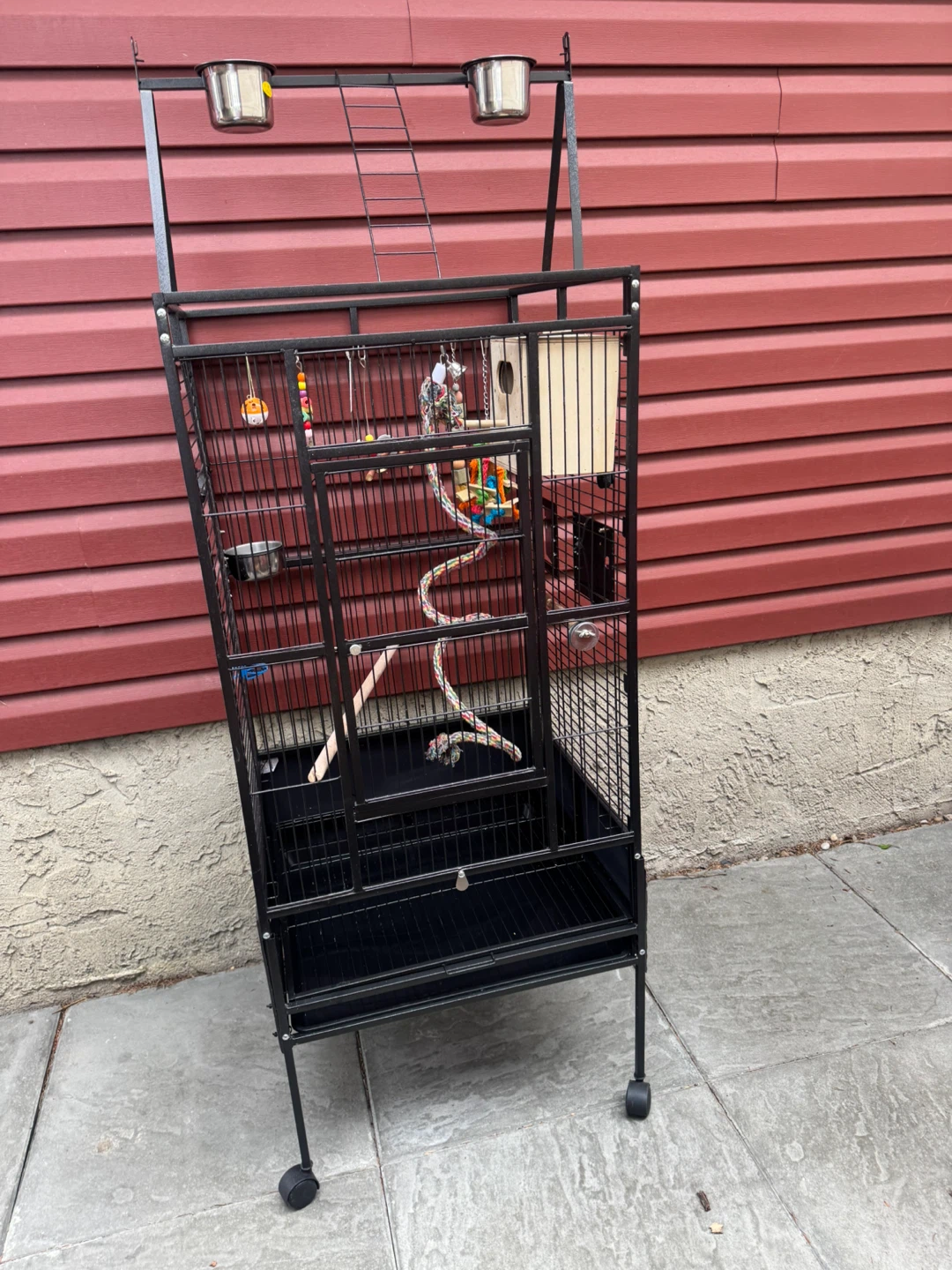 Black Metal Bird Cage with Play Top