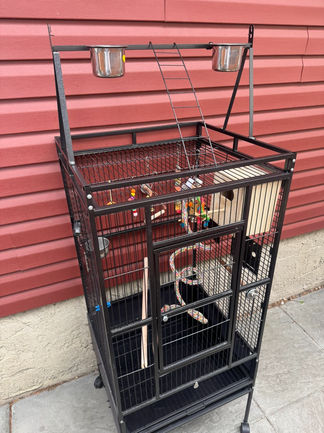 Black Metal Bird Cage with Play Top - photo 2