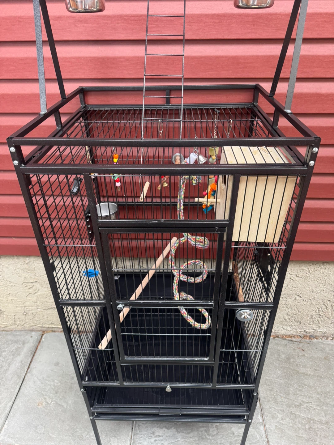 Black Metal Bird Cage with Play Top - photo 5