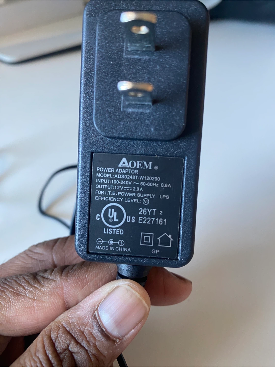 AOEM ADS0248T-W120200 Power Adaptor