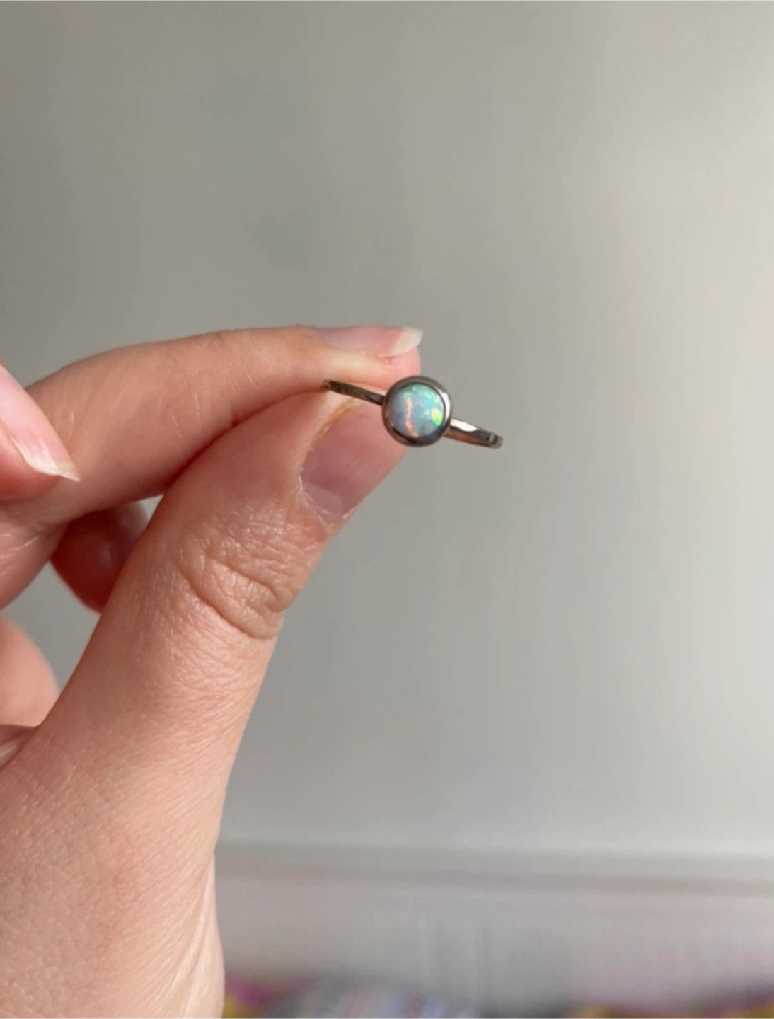 Simple opal bezel set ring