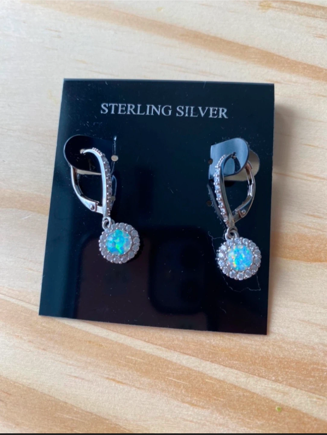 Sterling Silver Opal Drop Earrings