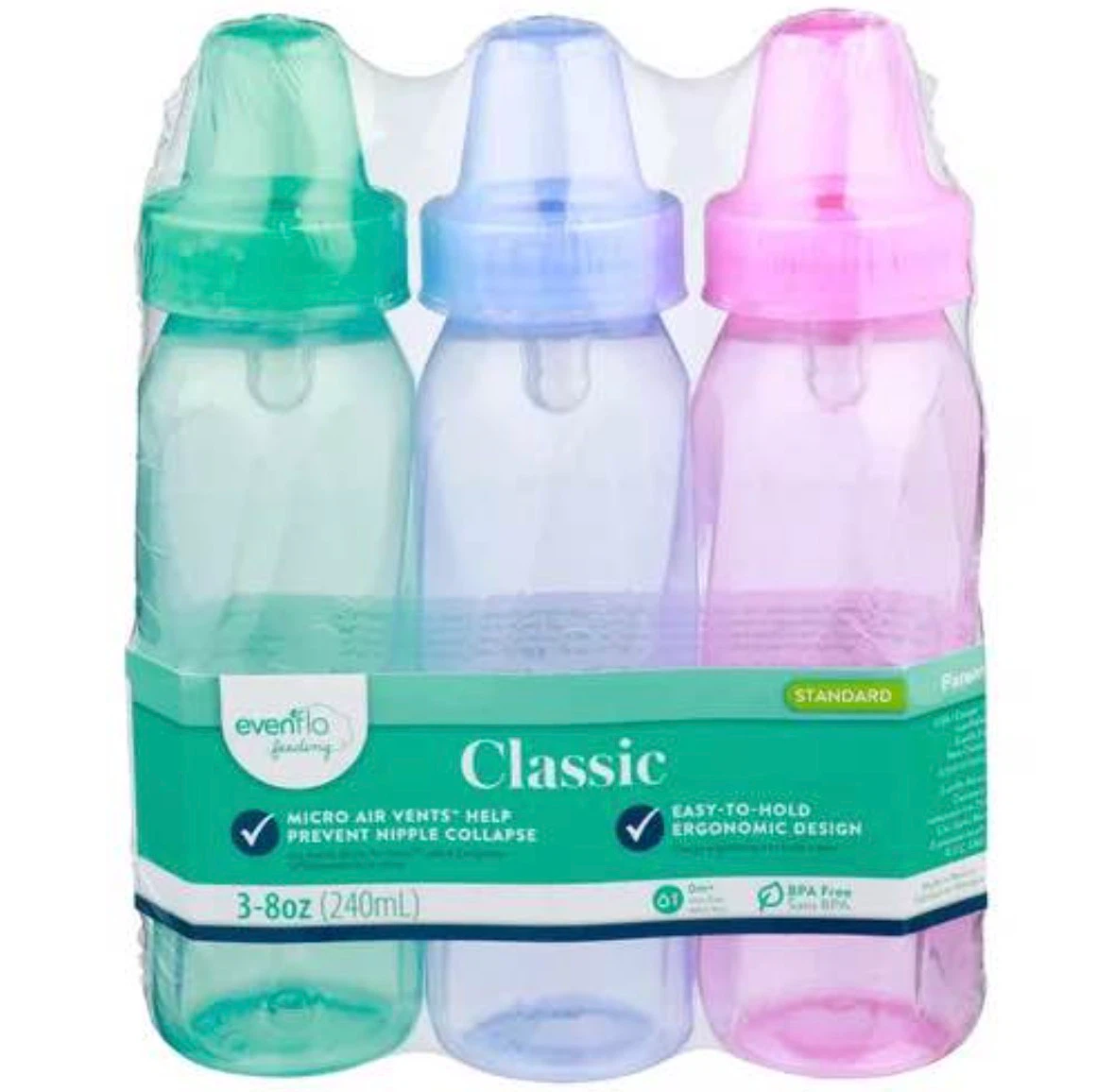 Evenflo Classic Baby Bottles 3-Pack 8oz