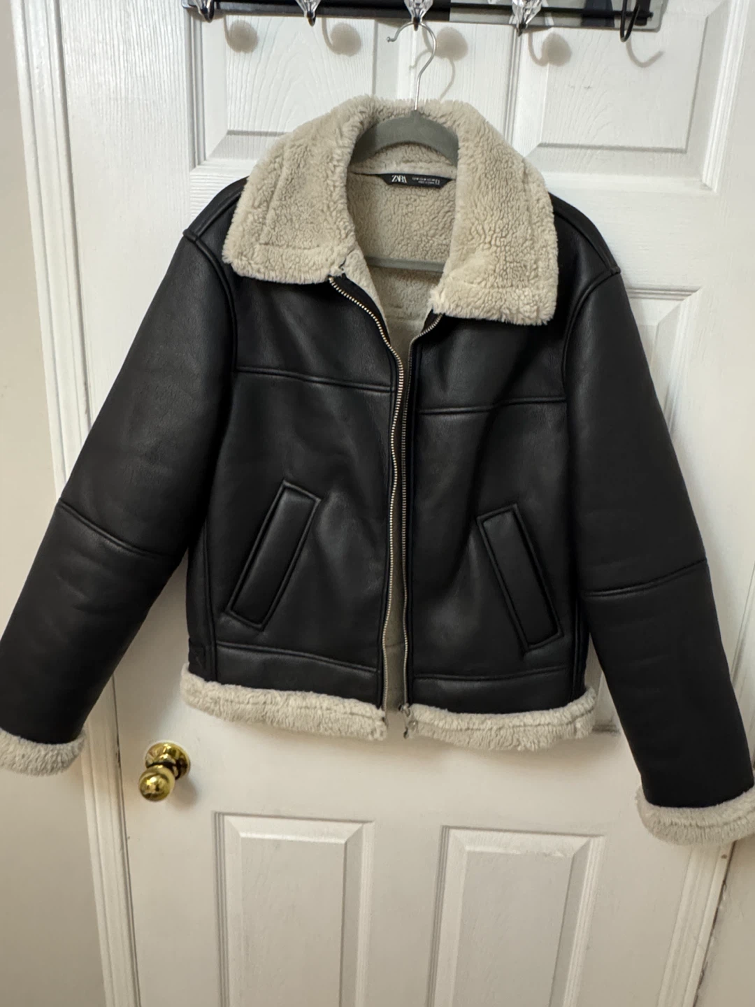 Men’s. Zara Faux Leather Aviator Jacket