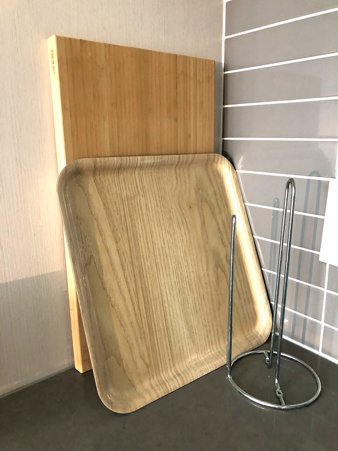 IKEA bamboo cutting board & wooden tray set