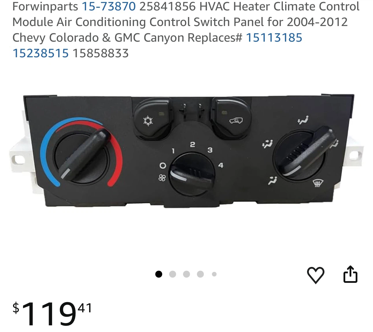 HVAC Heater Climate Control Module for Chevy/GMC