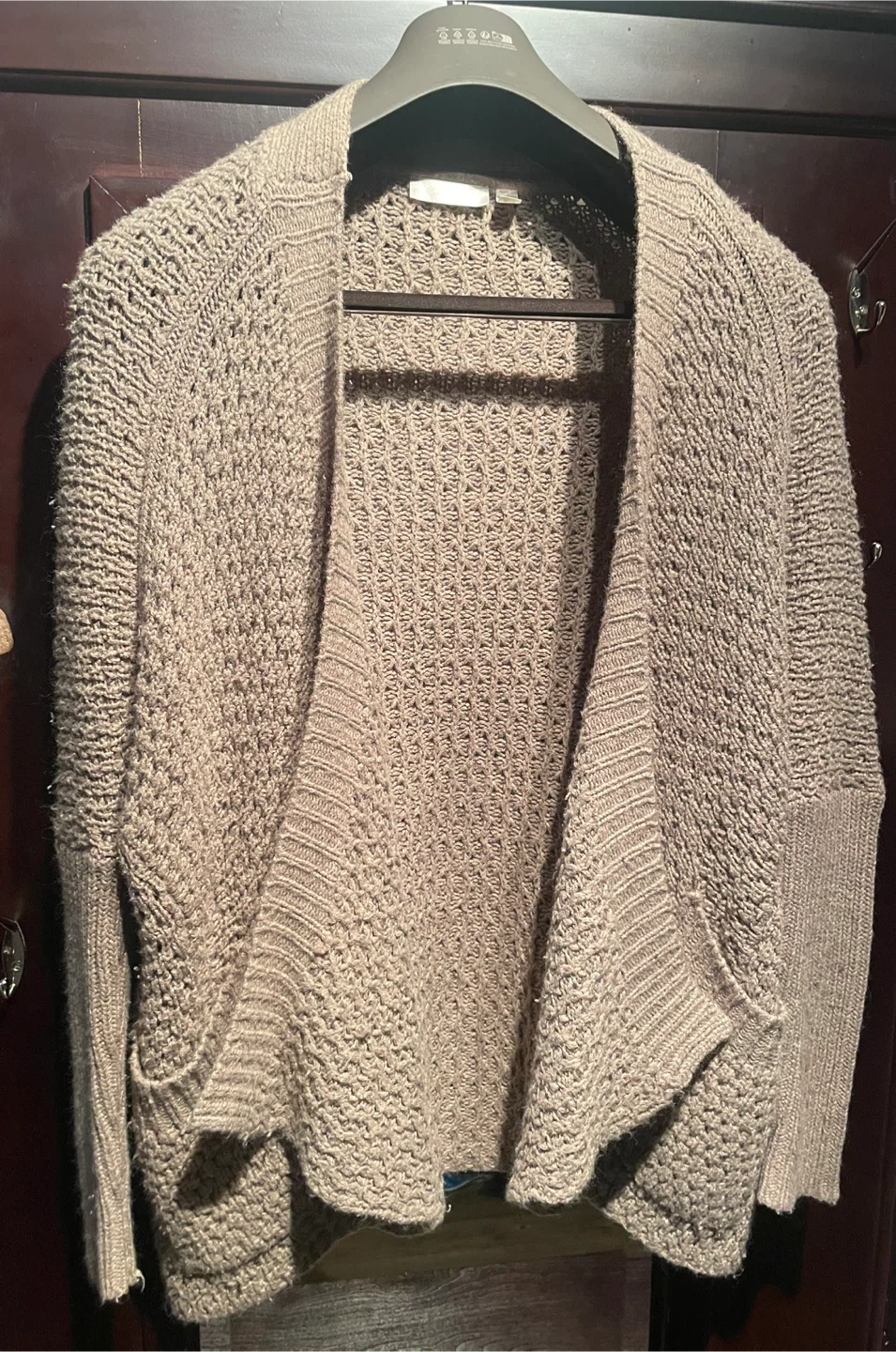 Taupe Open-Front Knit Cardigan - photo 2