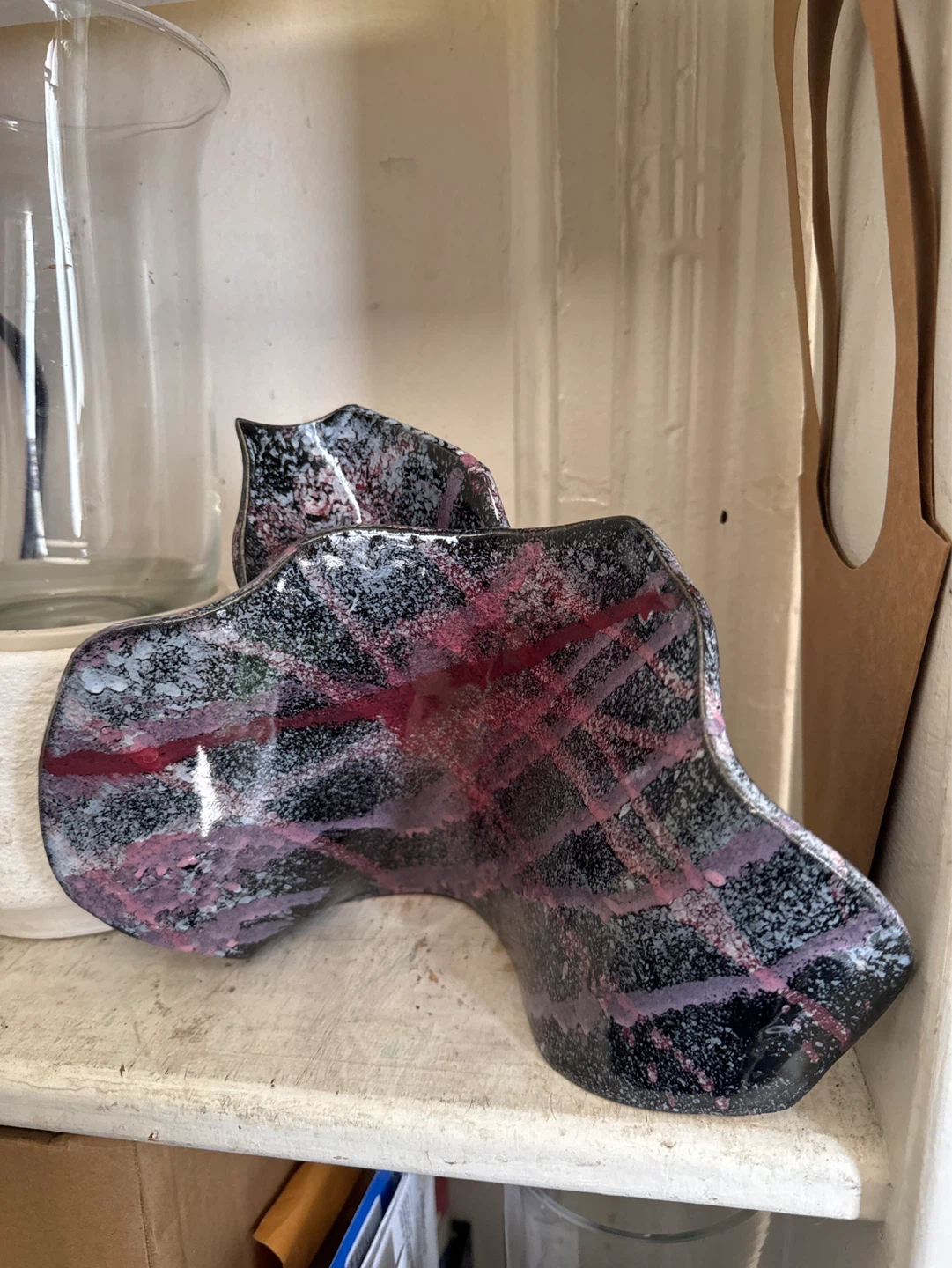 Sculptural Ceramic vase with Abstract marble glaze pattern - photo 4