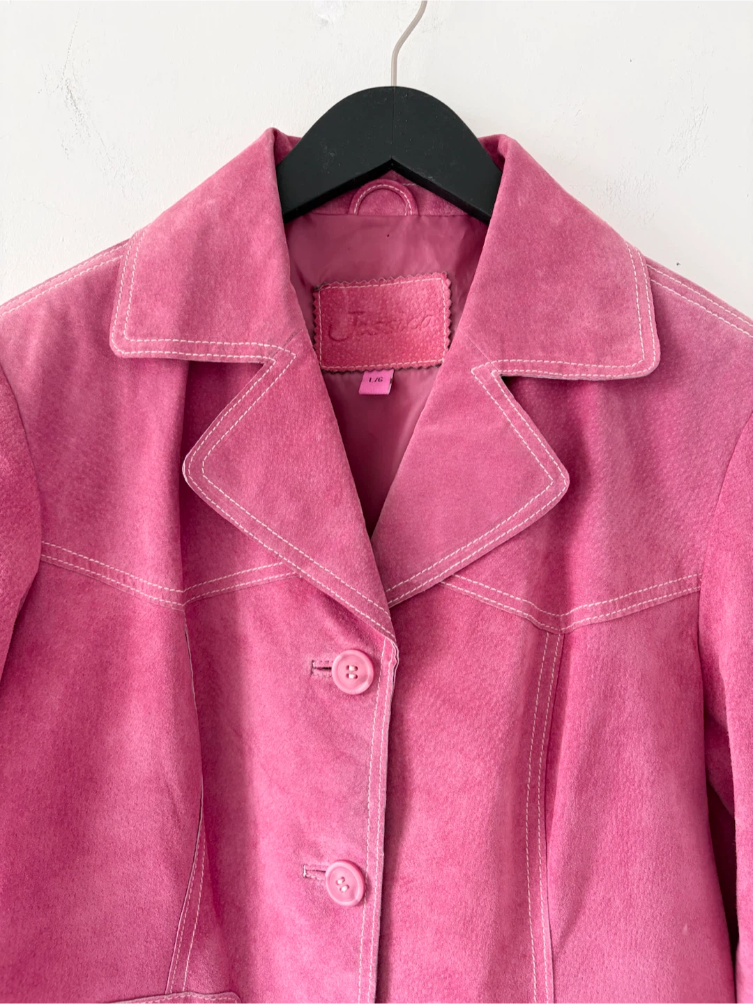 90s Vintage Jessica Pink Genuine Suede Leather Jacket - photo 4