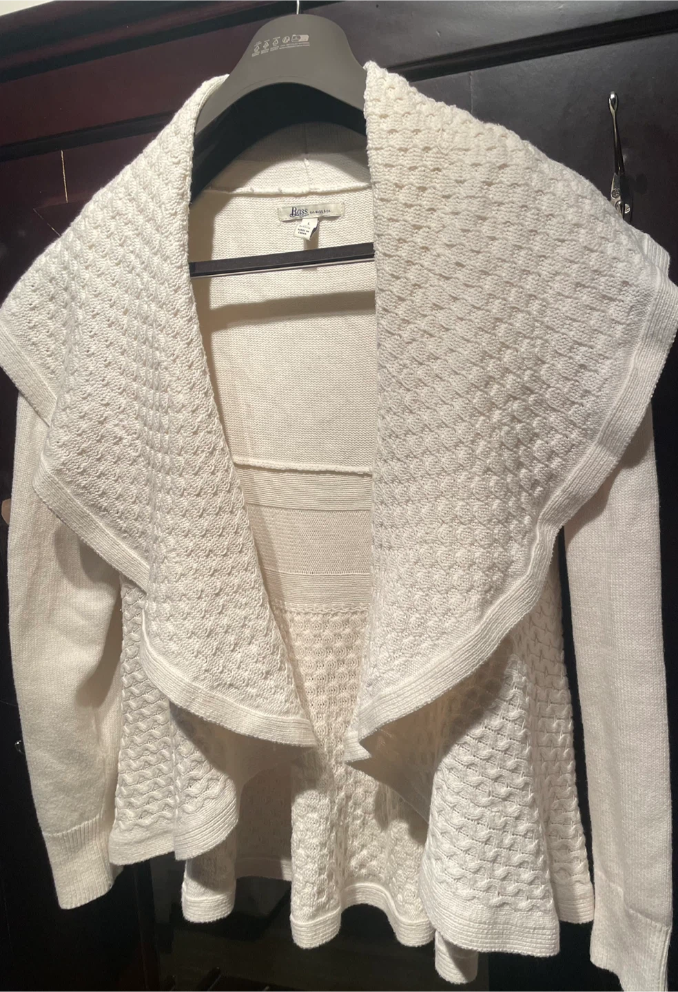 Cream Open-Front Knit Cardigan