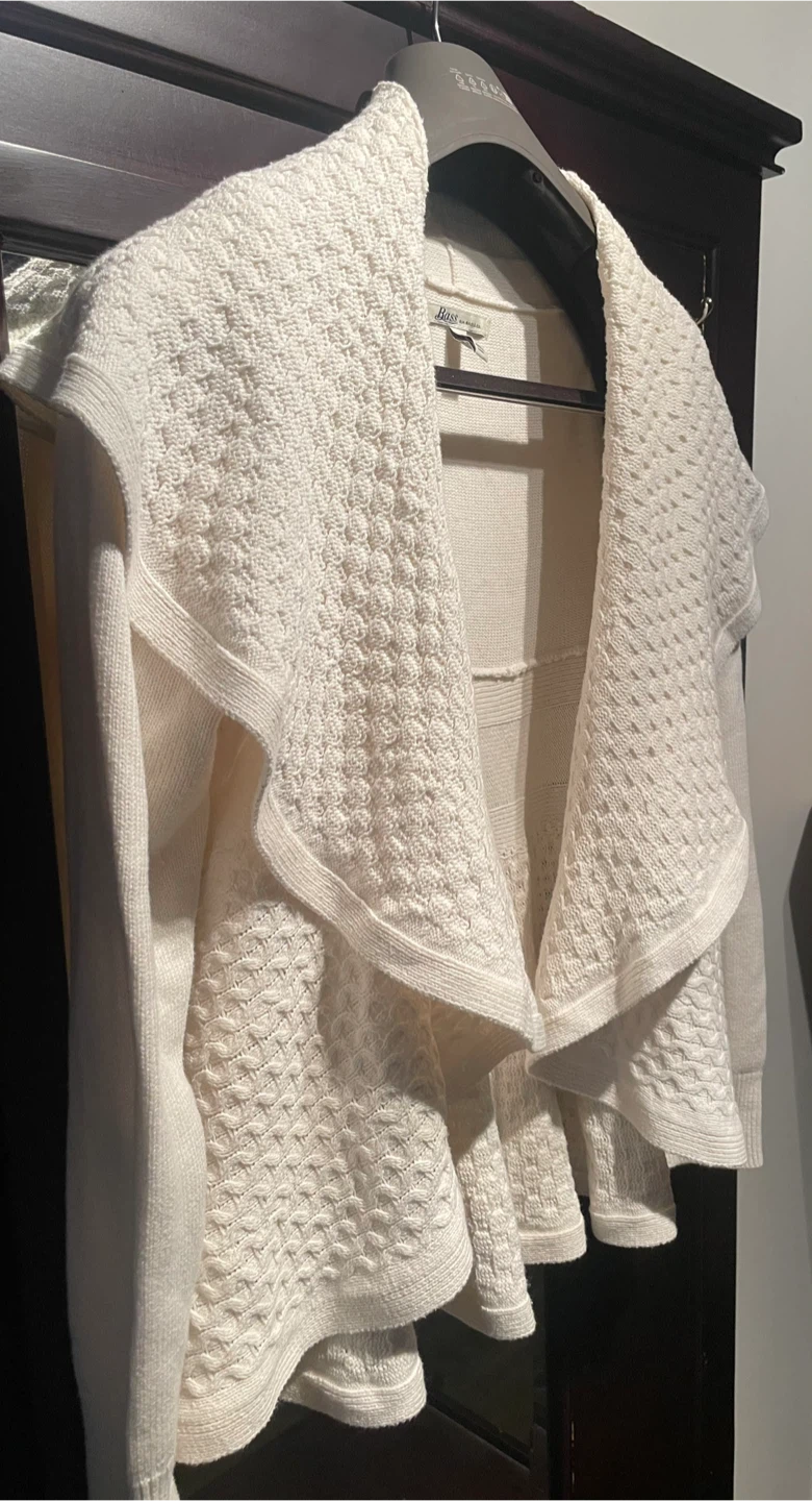 Cream Open-Front Knit Cardigan - photo 2
