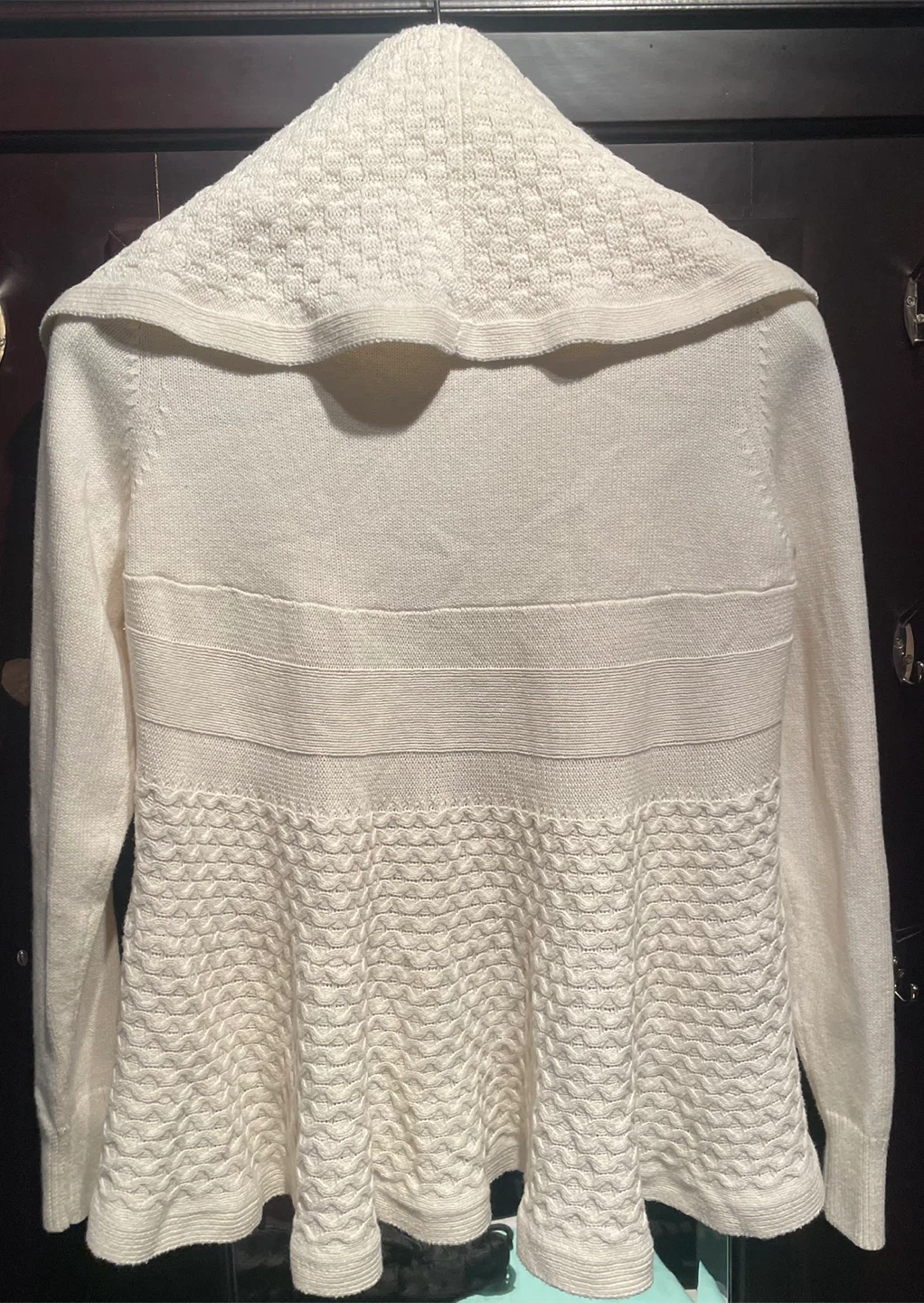 Cream Open-Front Knit Cardigan - photo 4