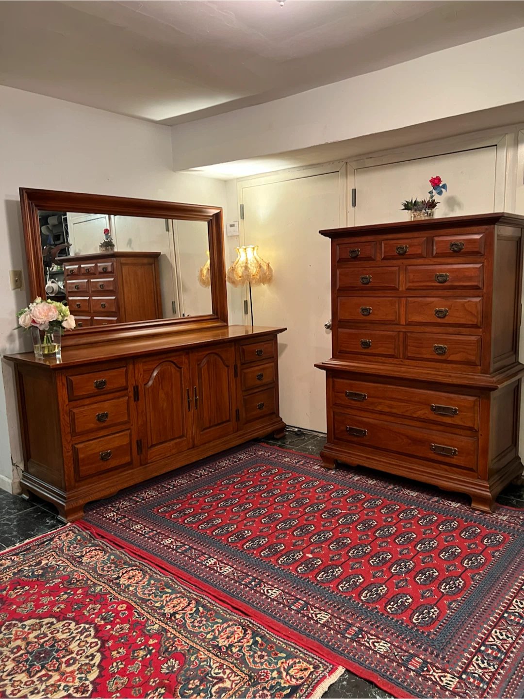 Vintage Bedroom Set (Chest, Dresser & Mirror) - Delivery Extra