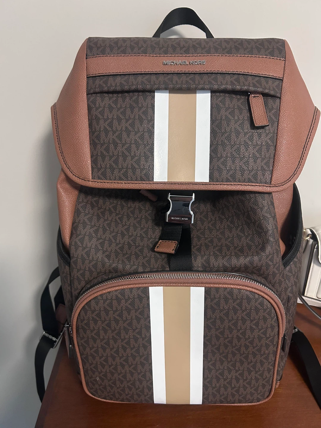 Michael Kors Signature Logo Stripe Backpack