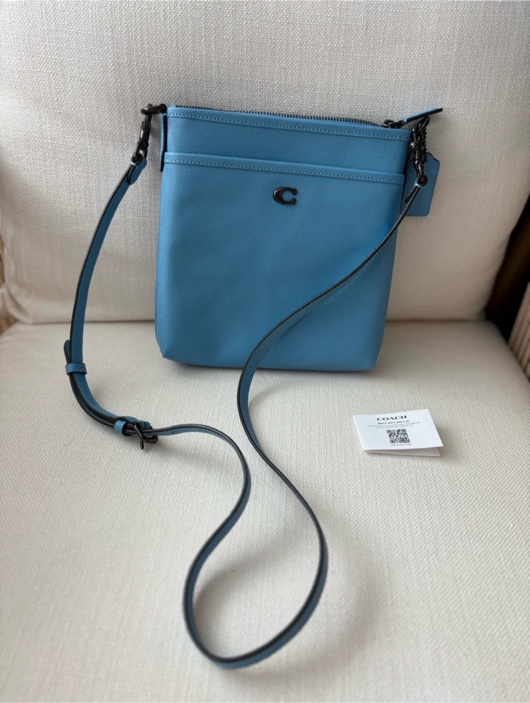 COACH Kitt Crossgrain  Messenger Crossbody- Blue color  CC525 - photo 2