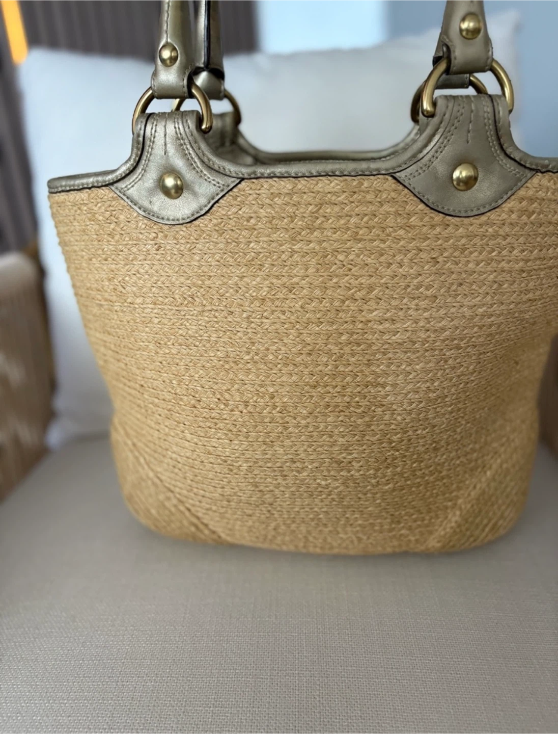 COACH Natural Straw Tote Bag Leather  Woven M9088-F13373 - photo 5