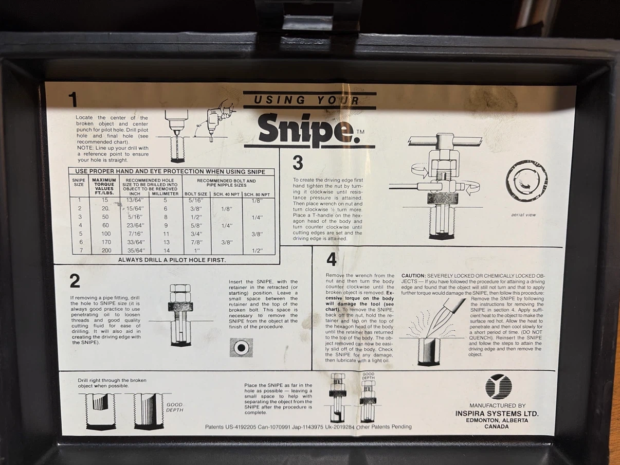 Snipe Bolt and Stud Remover Kit