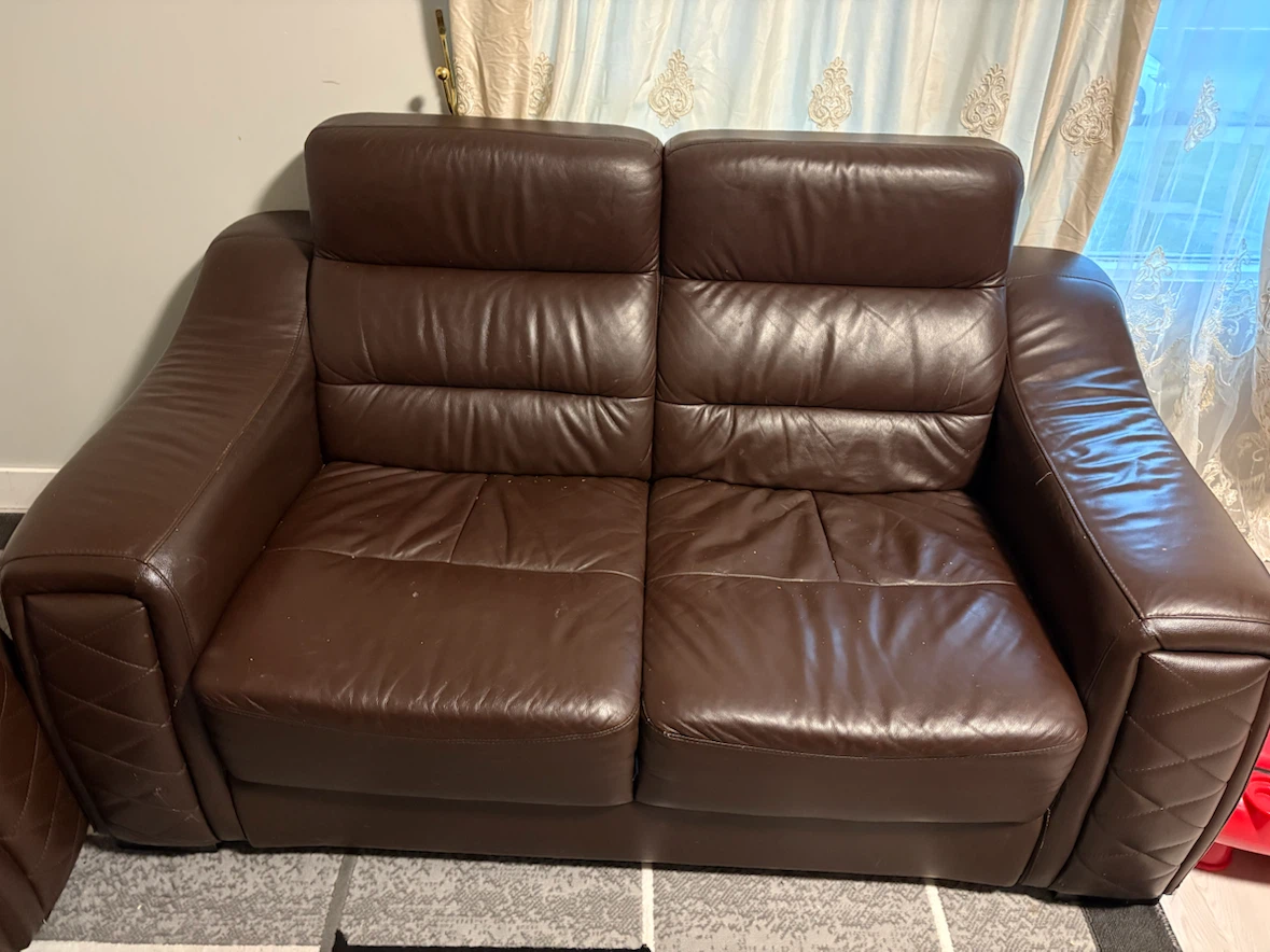 Dark Brown Leather Sofa Set