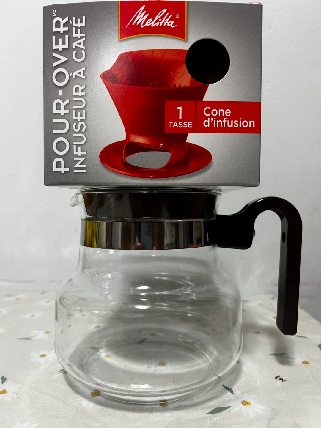 Melitta Pour-Over Coffee Cone and Pyrex Glass Carafe