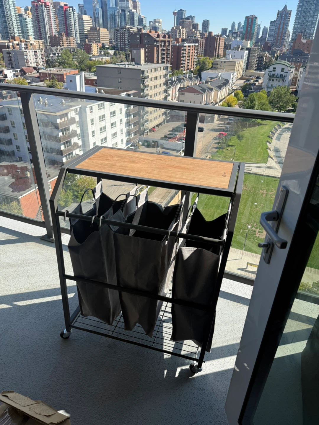 3-Bag Laundry Sorter with Shelf - photo 4
