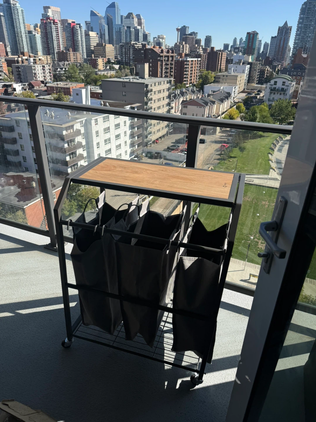 3-Bag Laundry Sorter with Shelf - photo 5