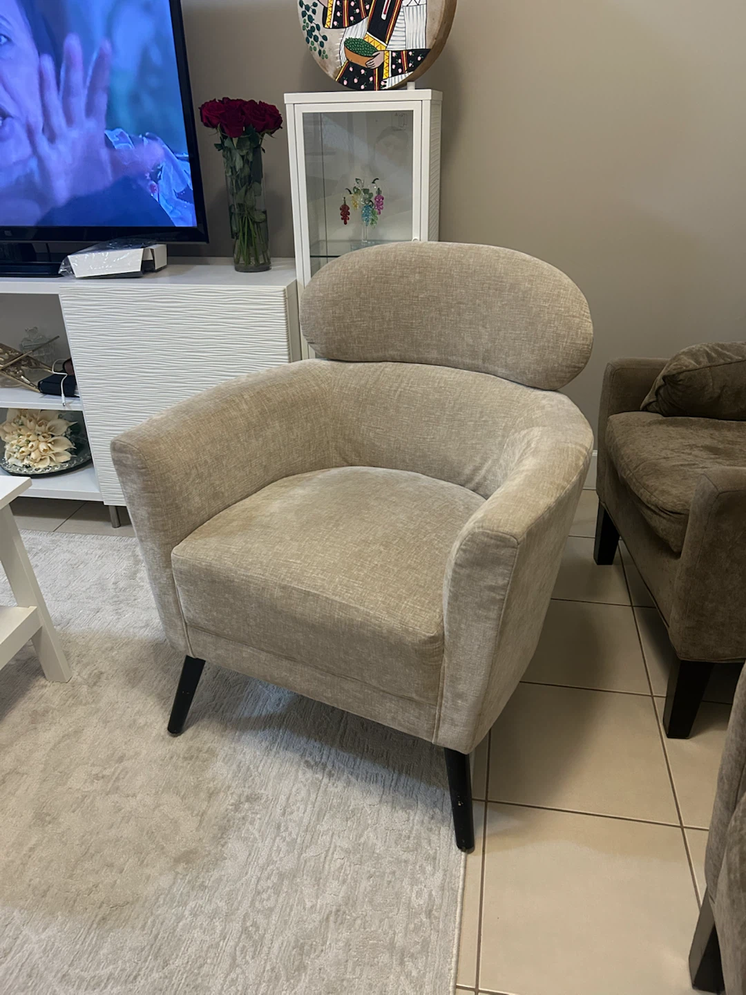 Modern beige accent chair